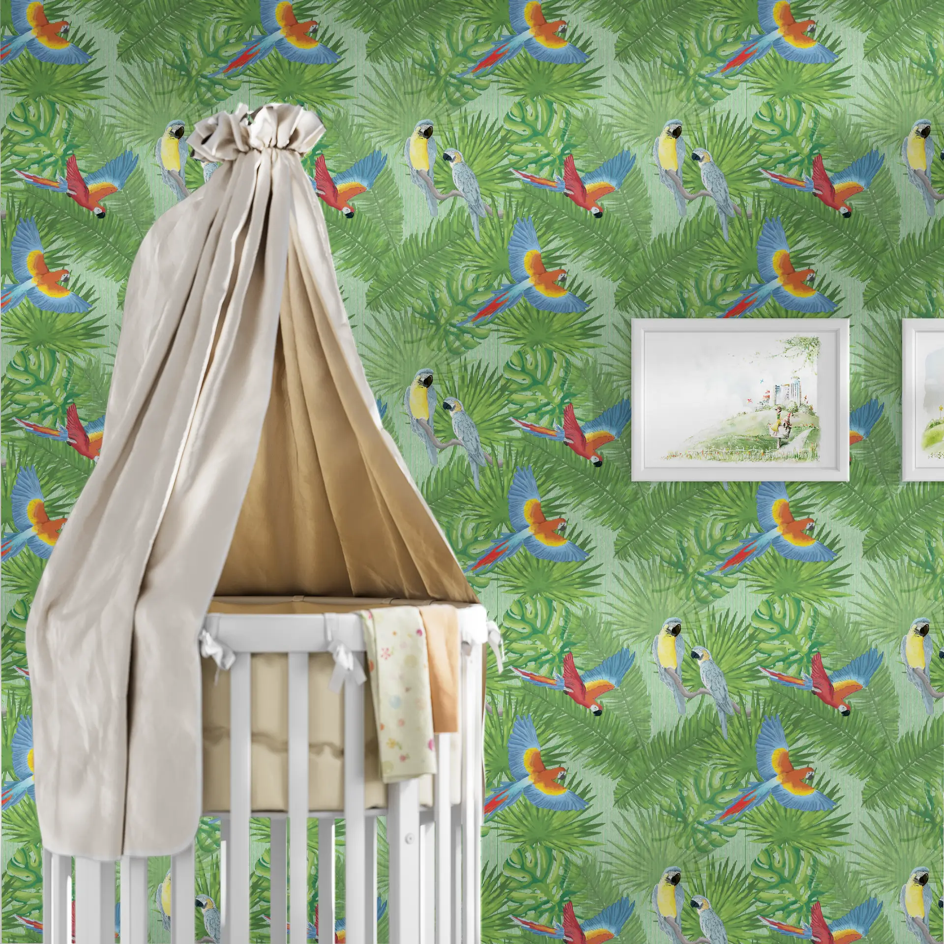 Watercolor parrot jungle preview