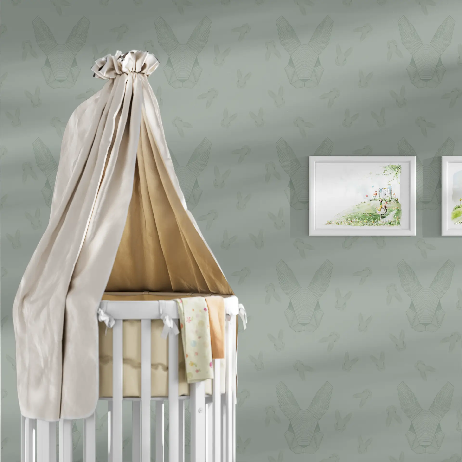 Geobunny Delight dark green wallpaper preview