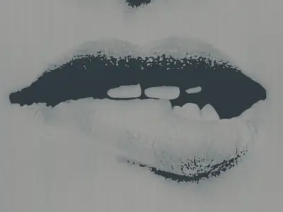 Lip Bite Mural grey design