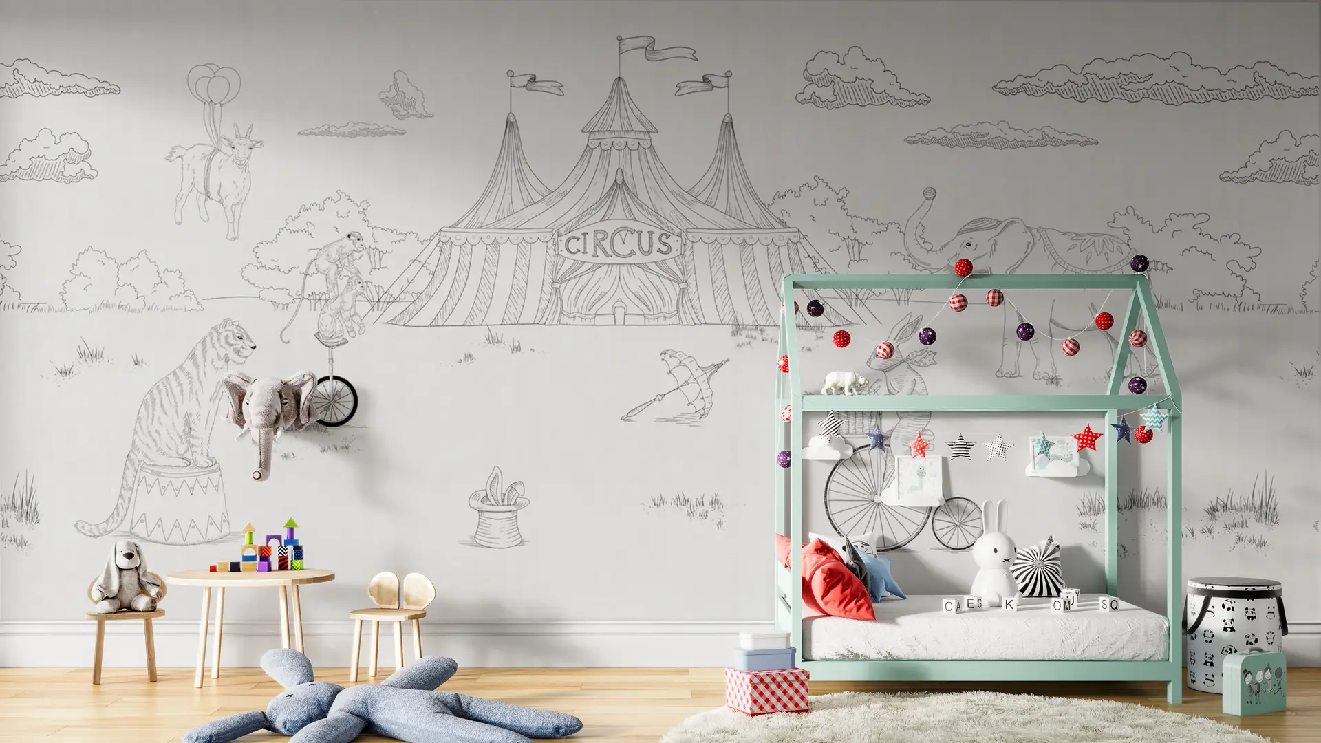 Circus Mural black&white preview