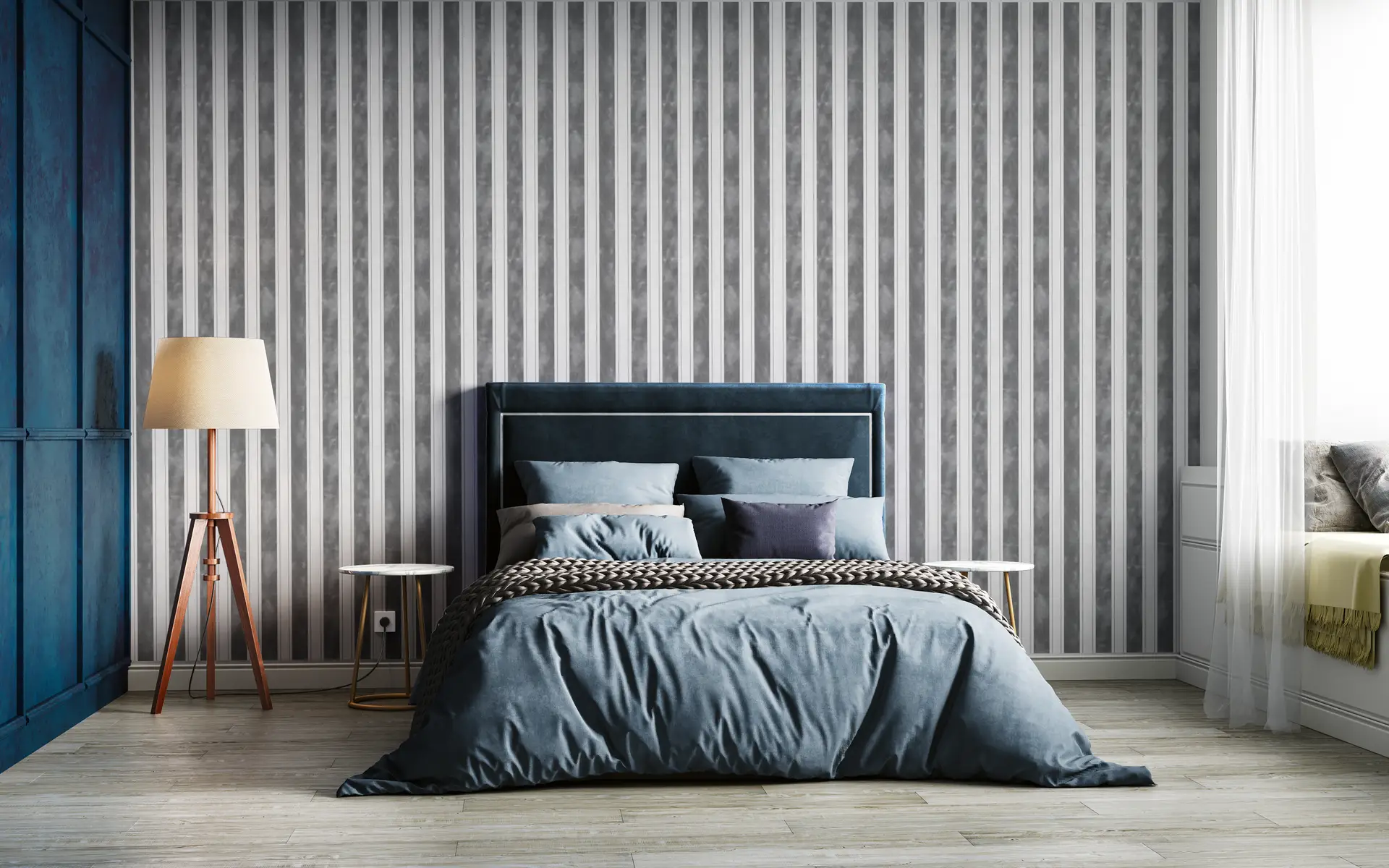 Cottage Stripes grey wallpaper preview