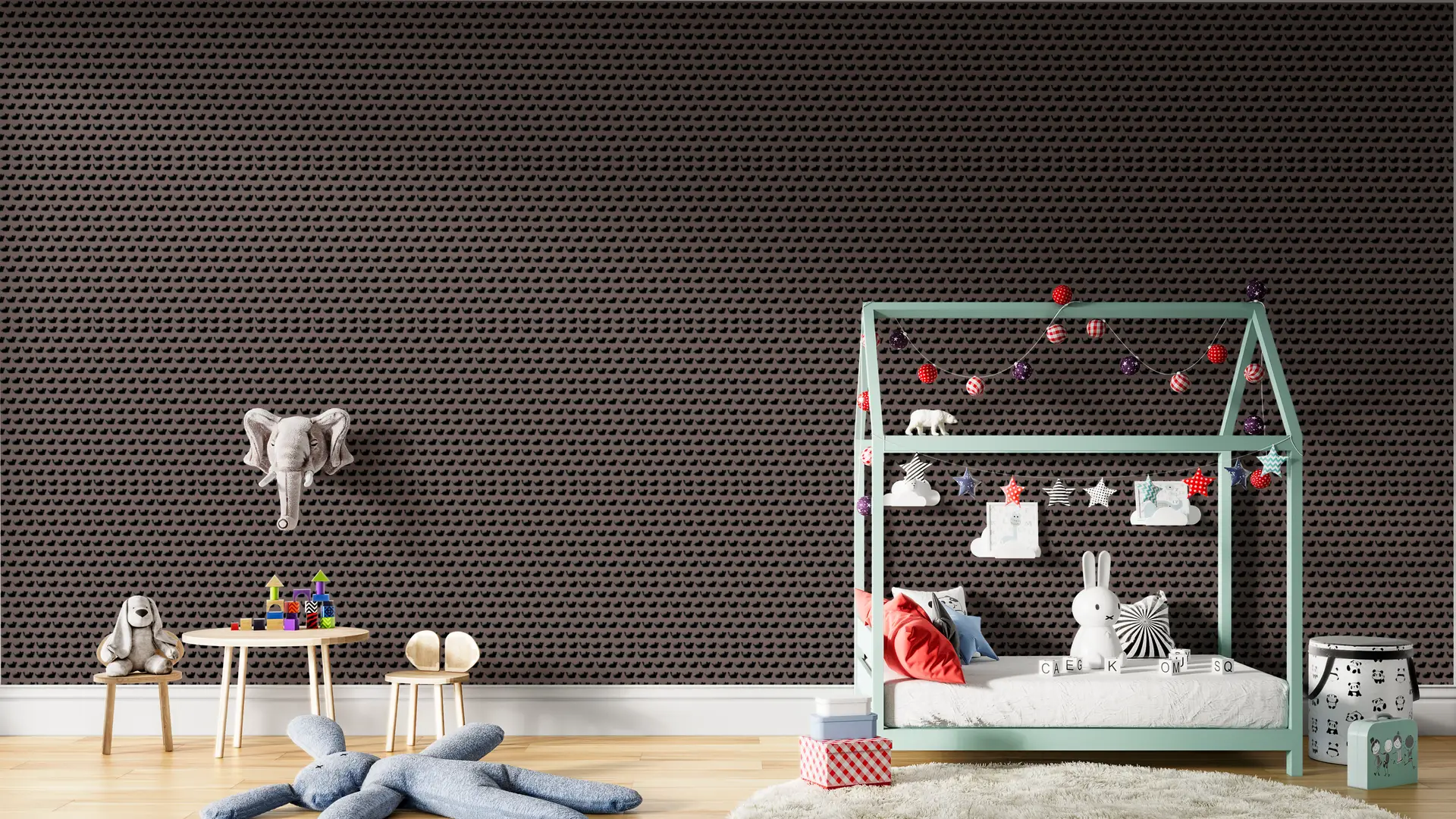 Watercolor cats black wallpaper preview