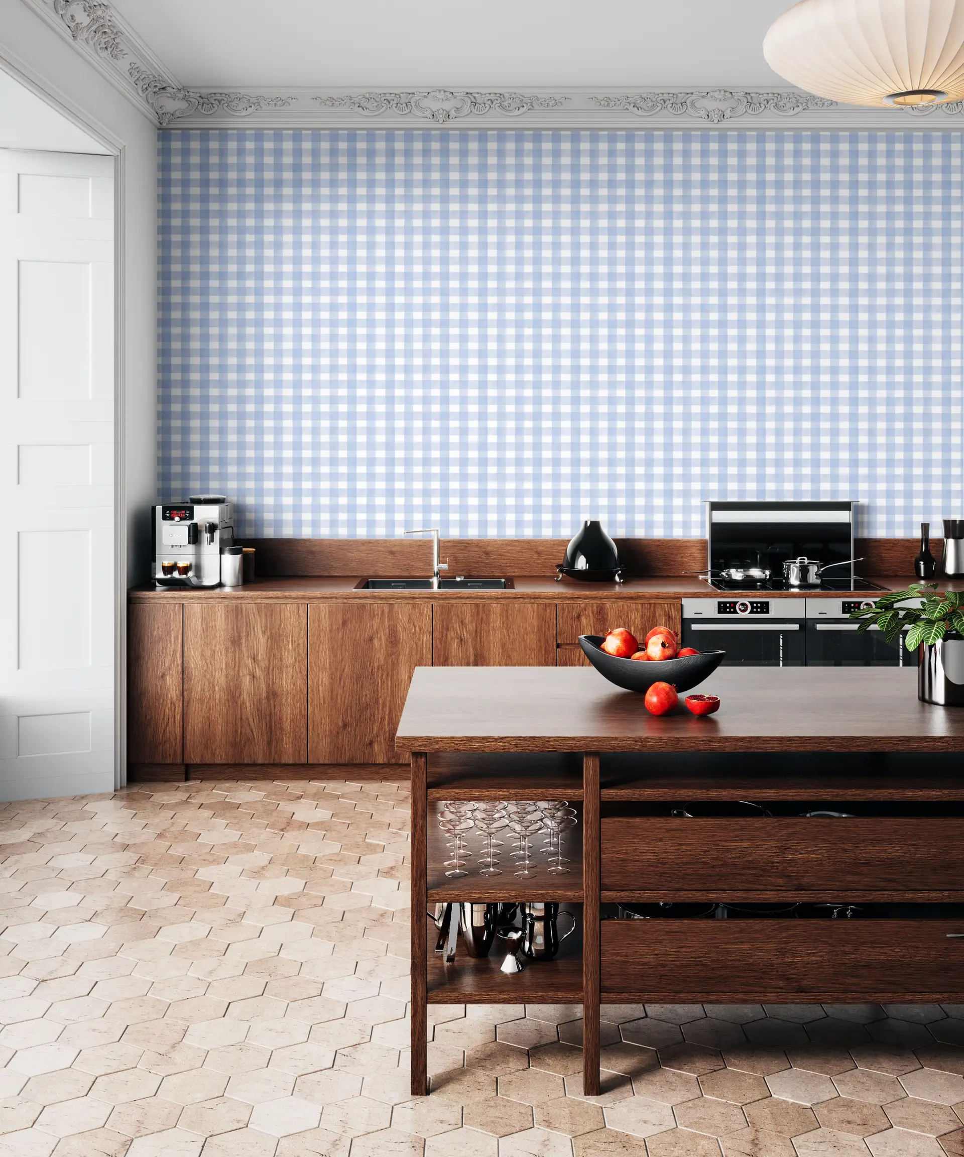 Scandinavian crisscross blue wallpaper preview