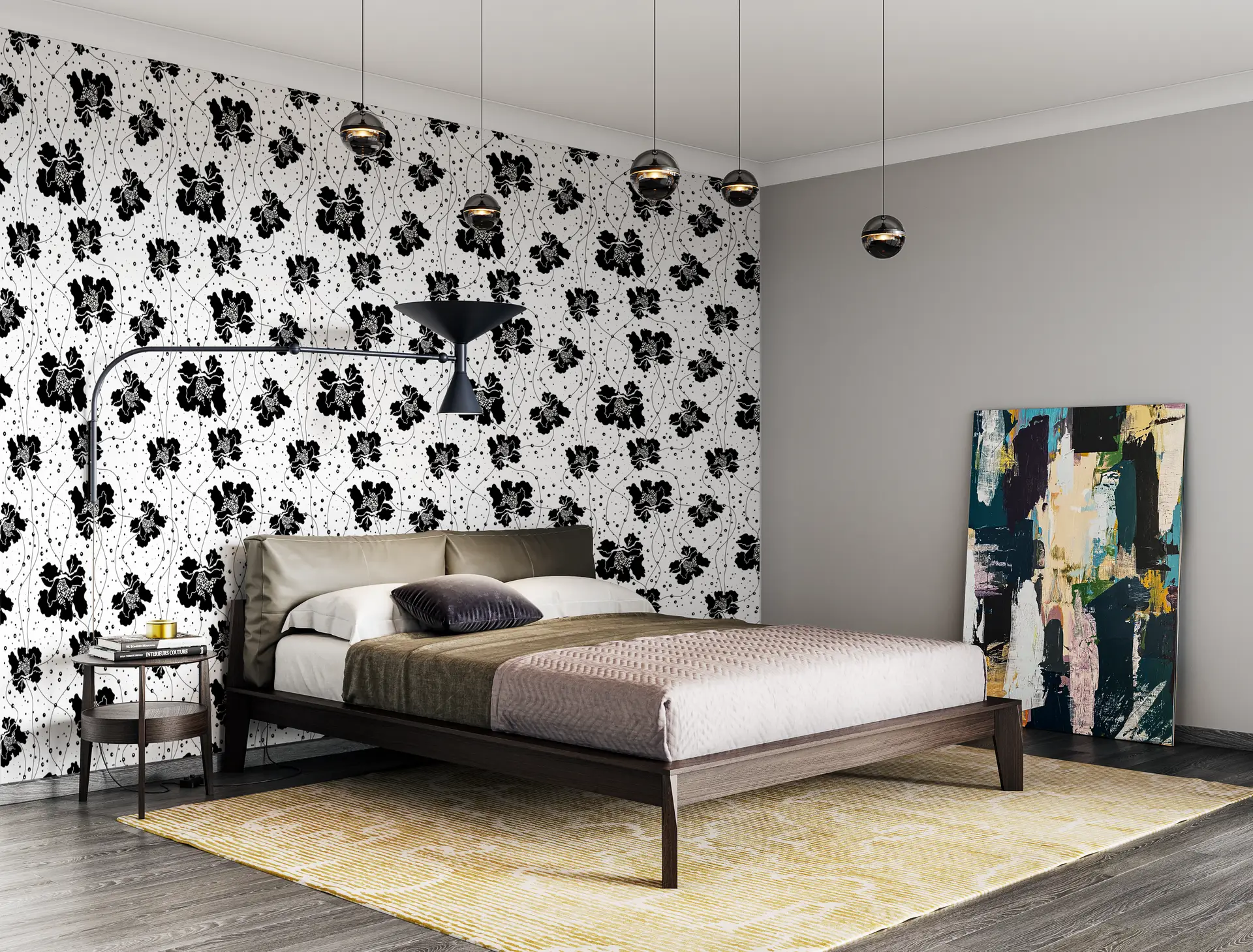 Wild Flowers black wallpaper preview