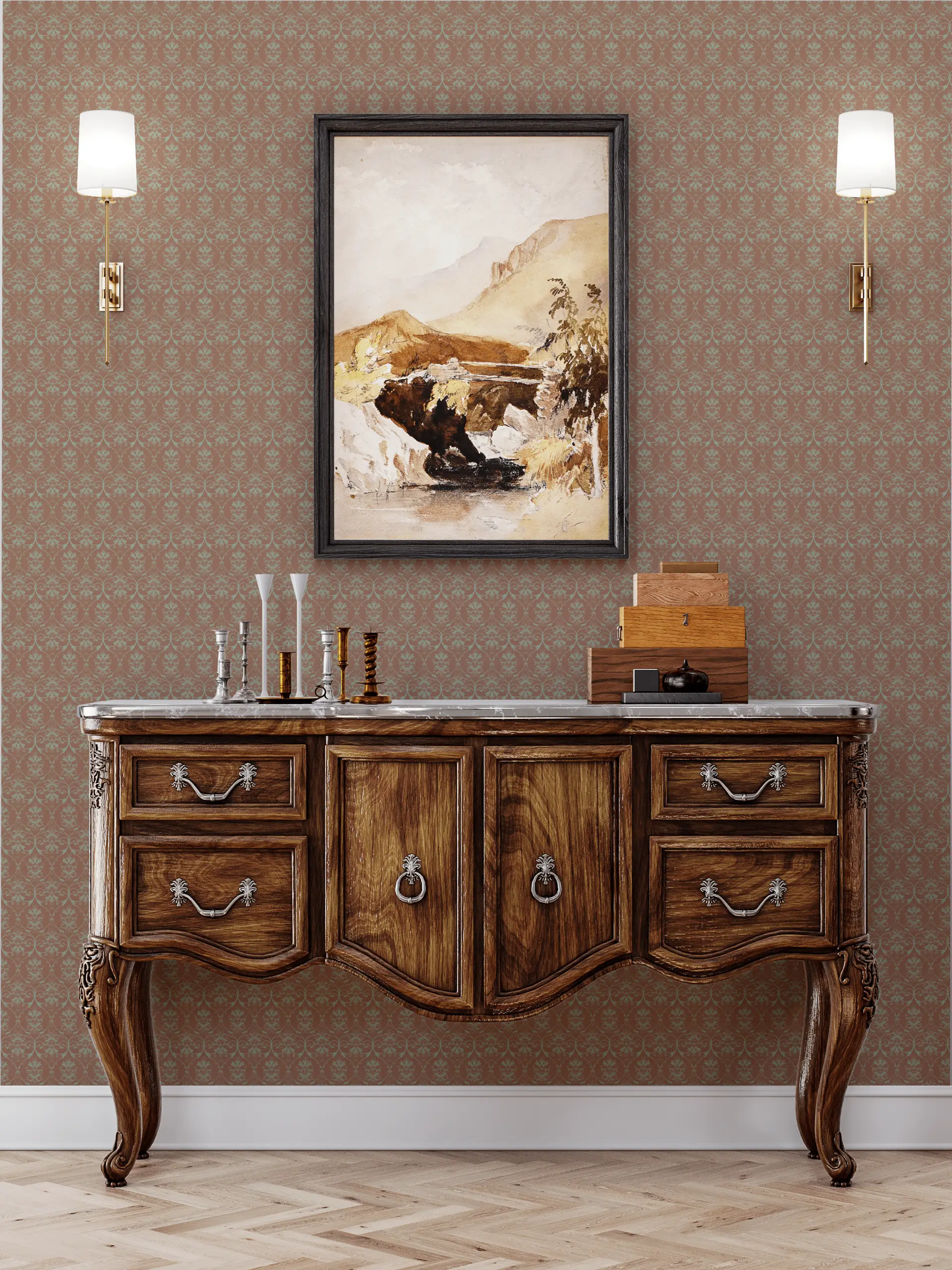 Soft Baroque Mint wallpaper preview