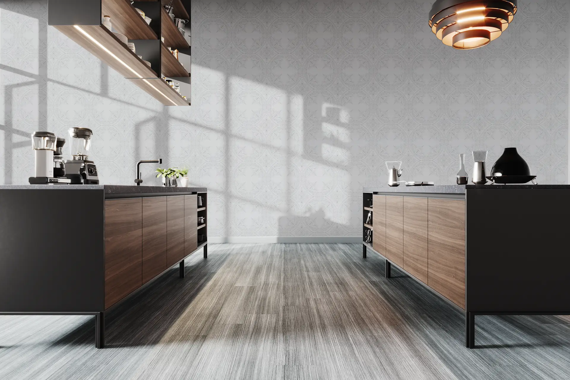 Fine line mandala black wallpaper preview