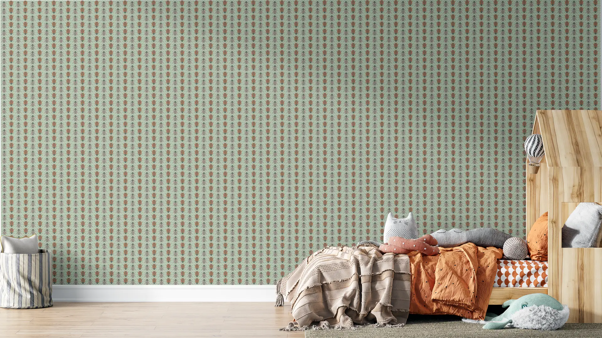 Ladybugs green wallpaper preview