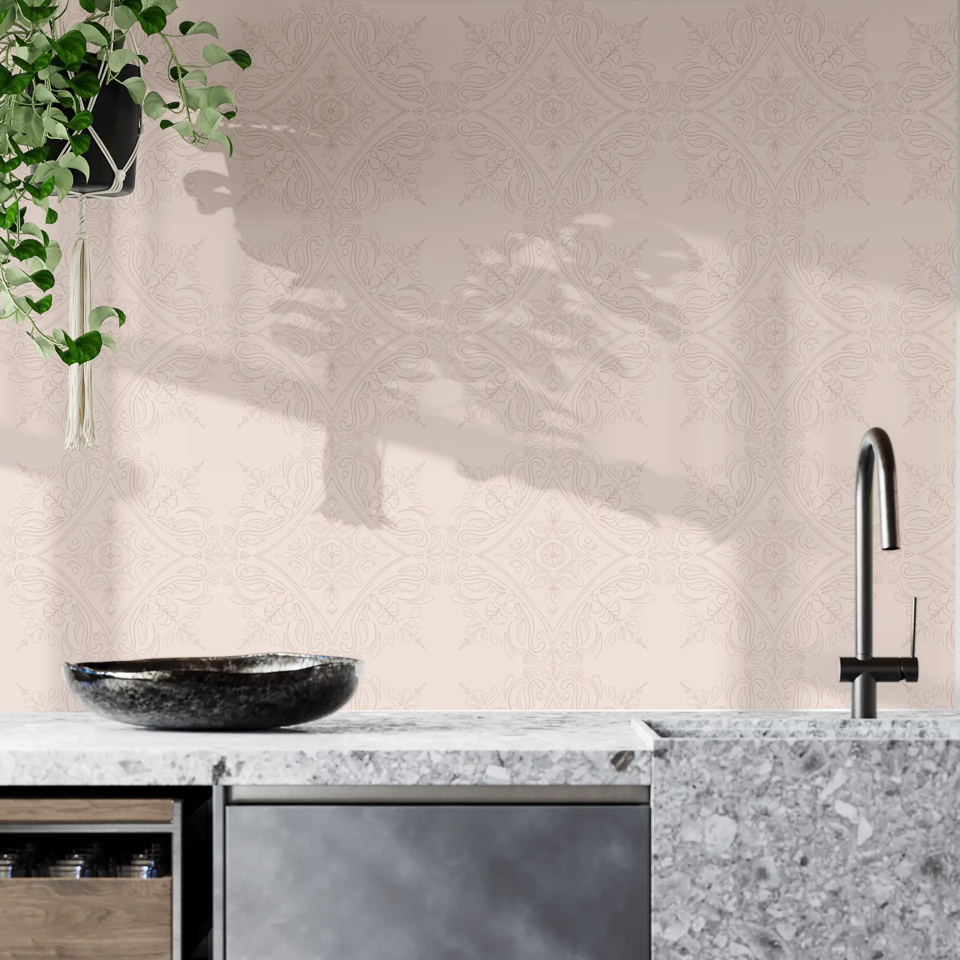 Fine line mandala red wallpaper preview