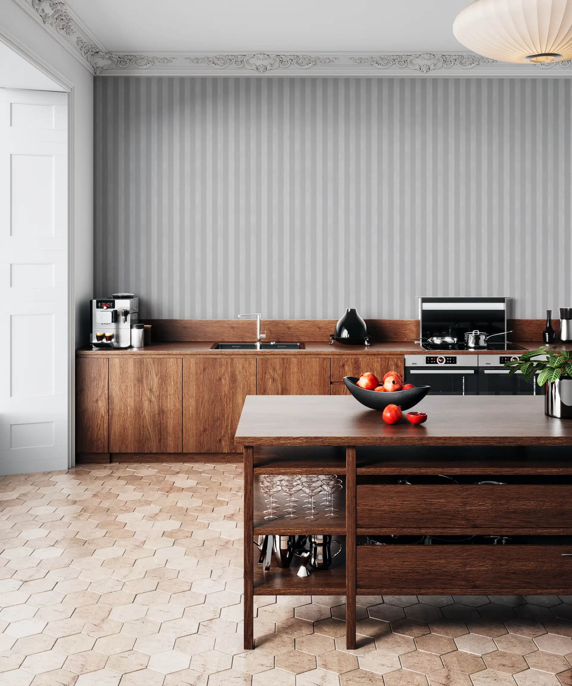 Scandinavian stripes grey wallpaper preview