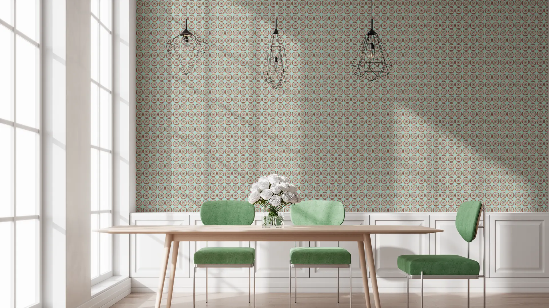 Citrus Flower Terracotta mint wallpaper preview