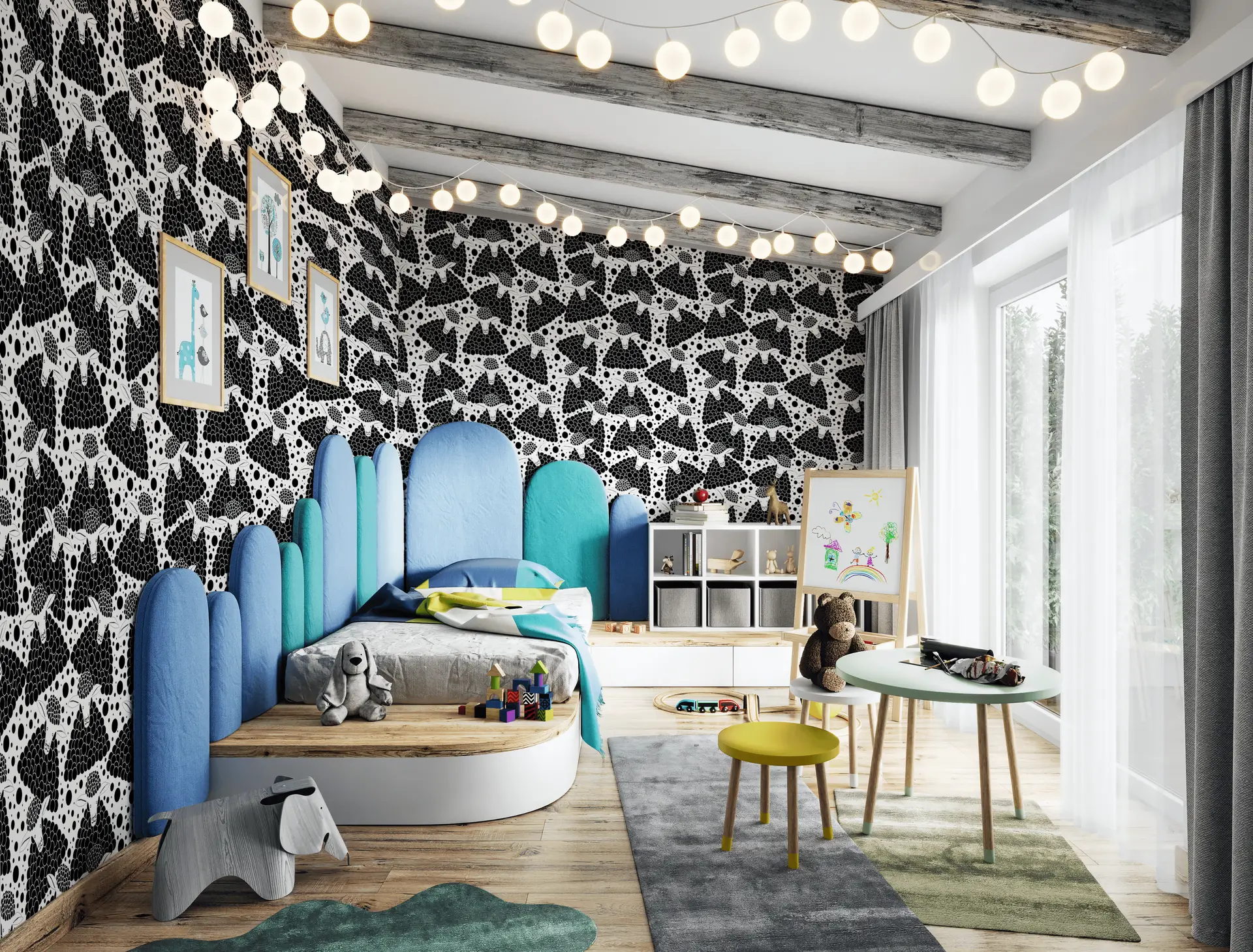 Bubbly sheep black wallpaper preview