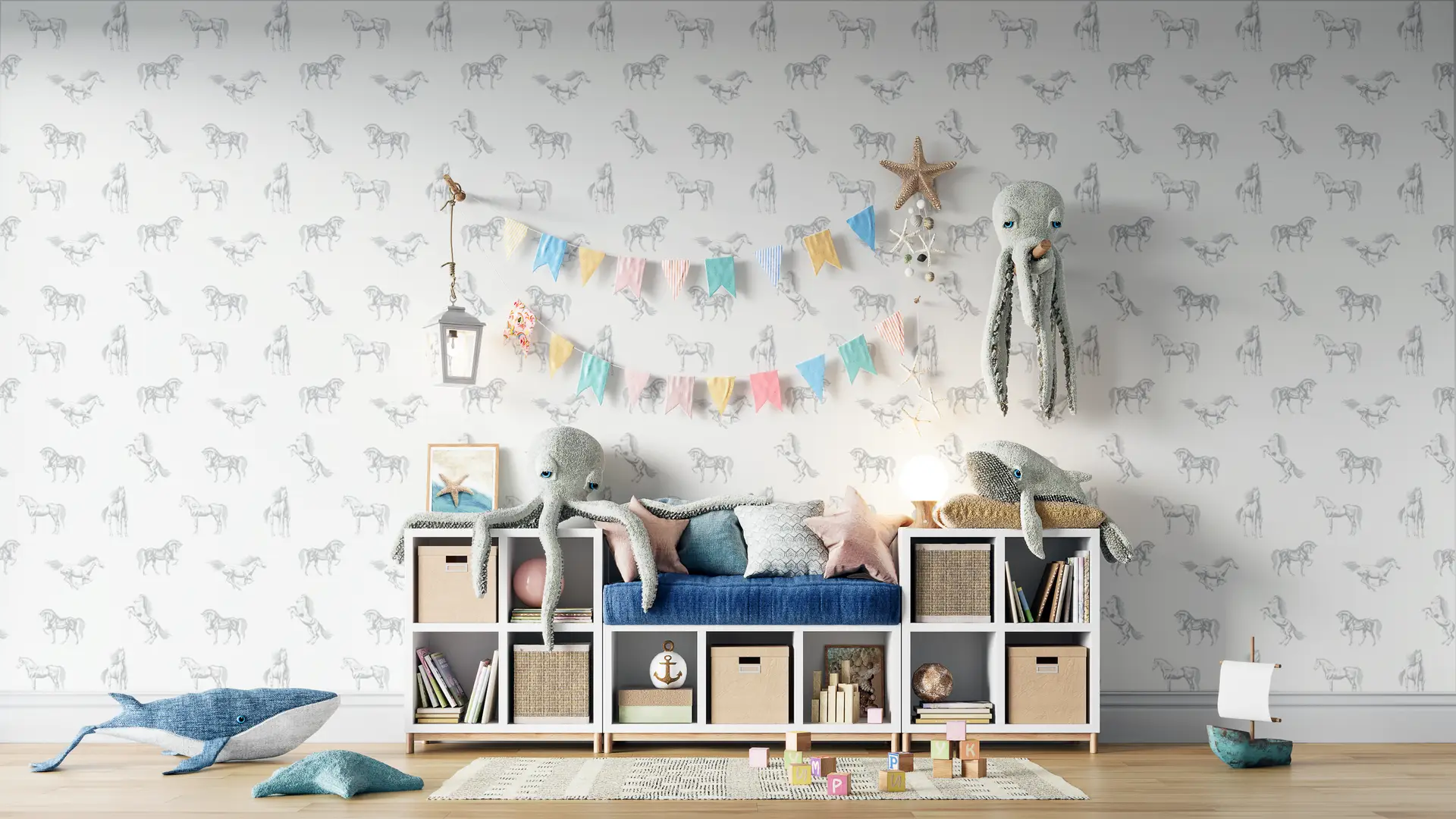 Realistic Horses grey wallpaper preview