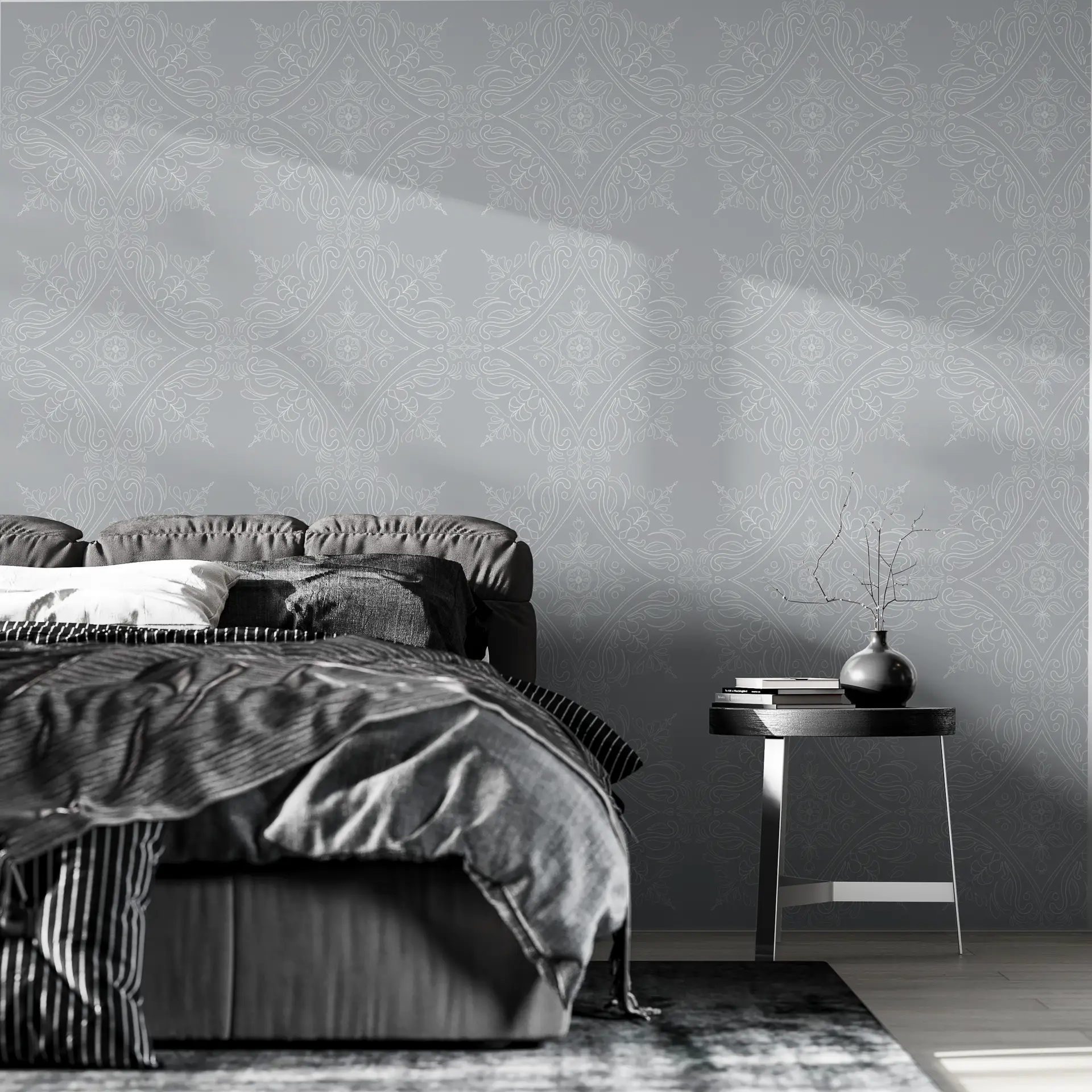 Fine line mandala grey wallpaper preview