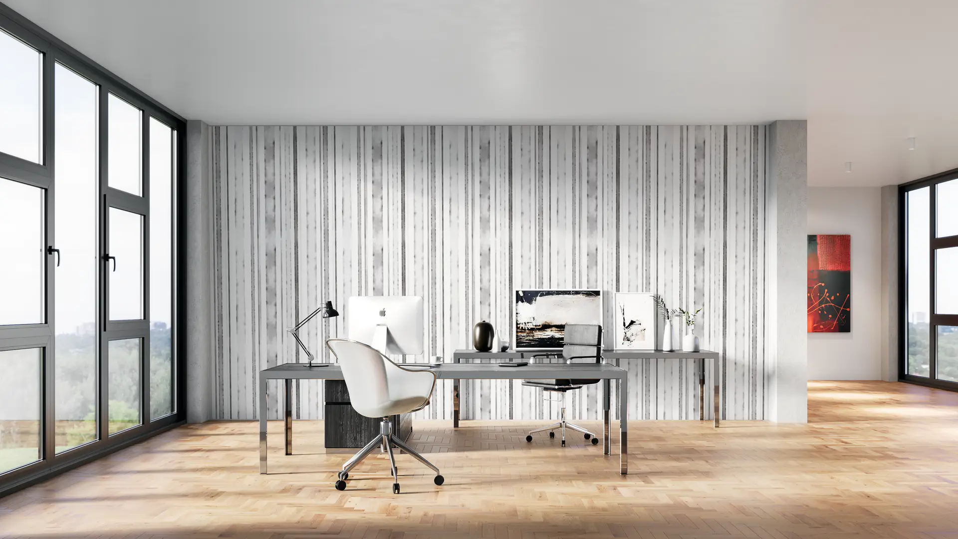 Watercolor stripes dark grey wallpaper preview