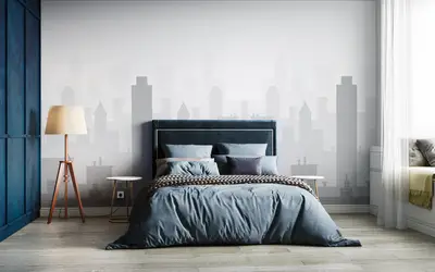 Geometric City Towers Mural preview