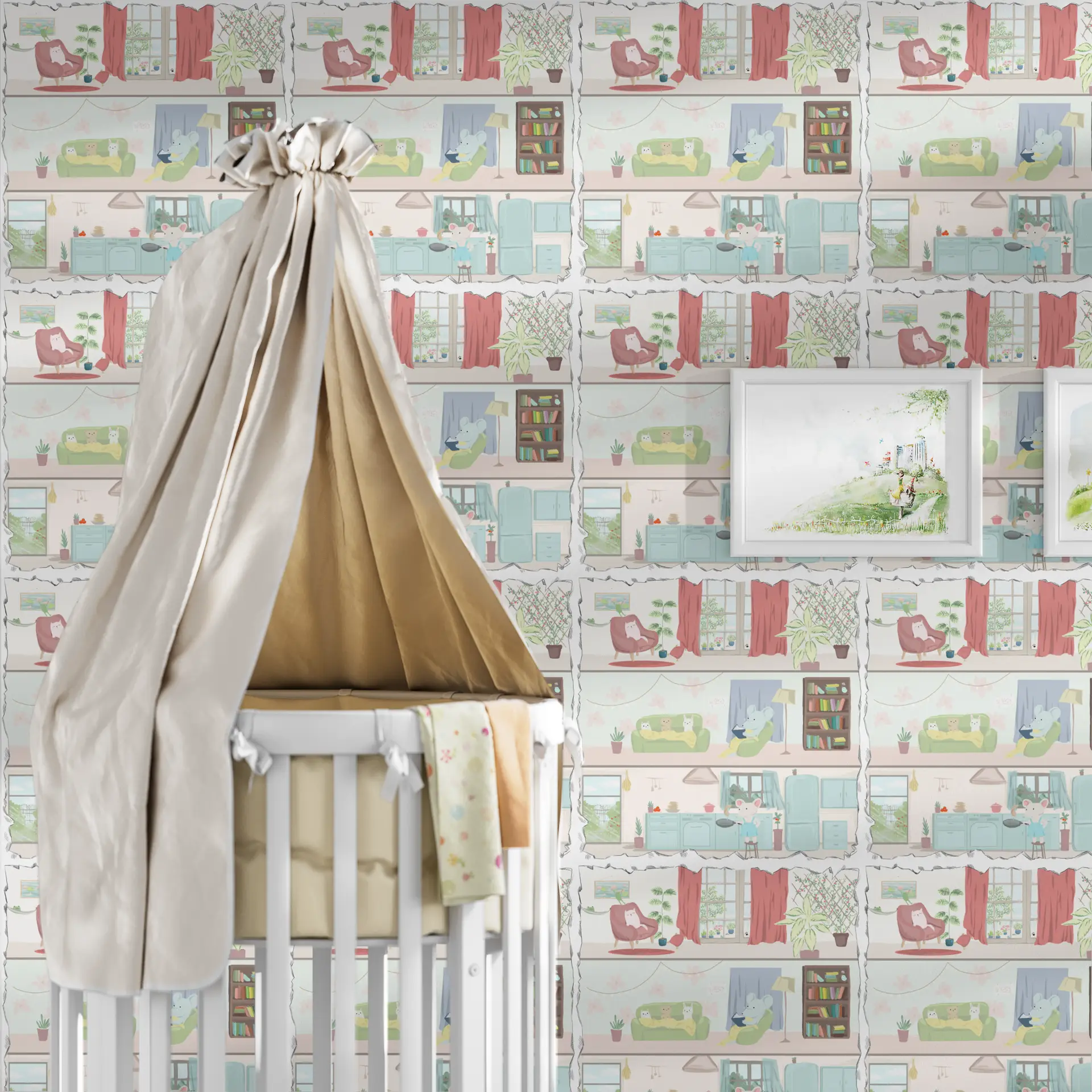 Hole in wall sticker cat's house preview