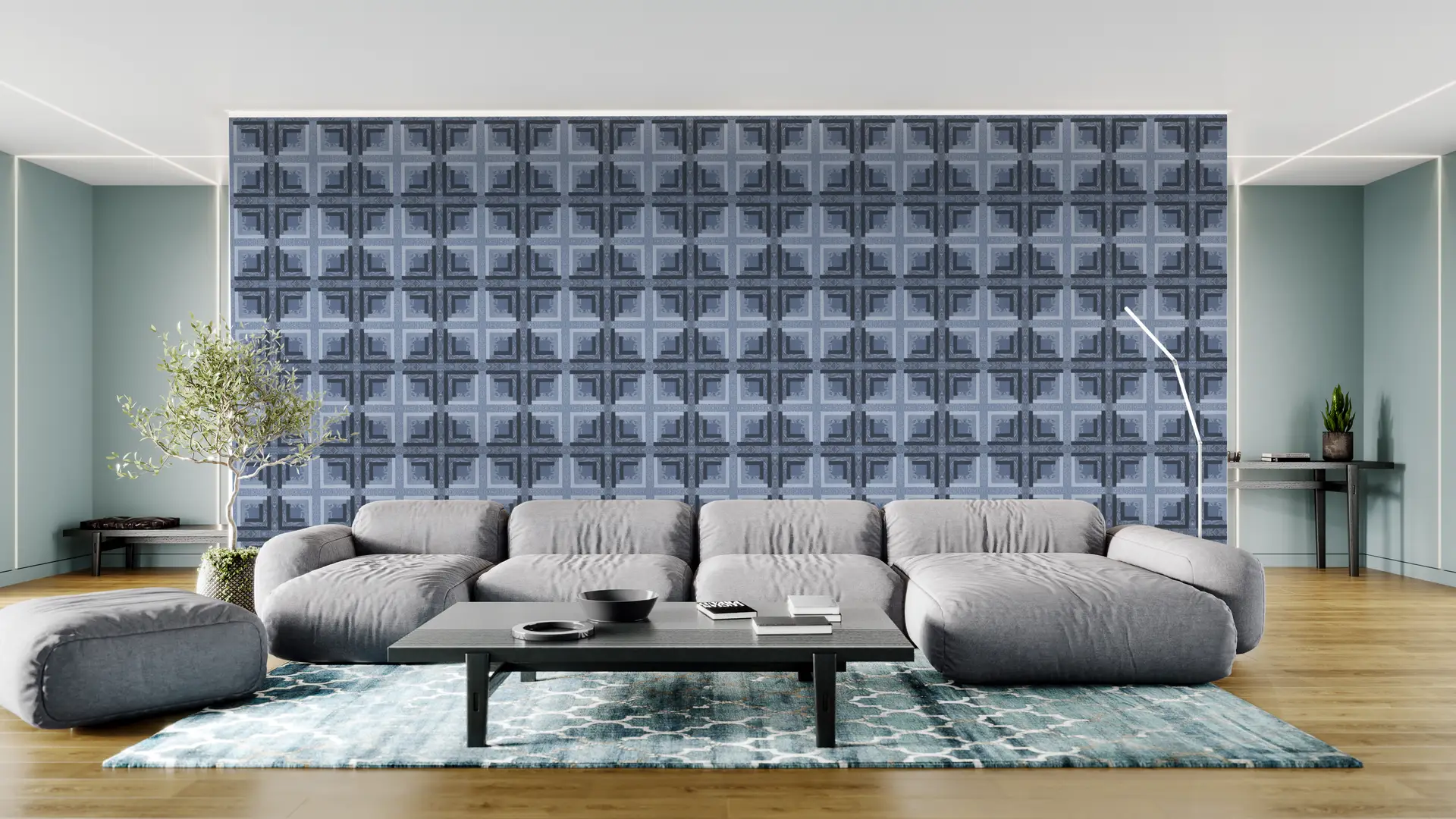 Painted Quilt Blue wallpaper preview