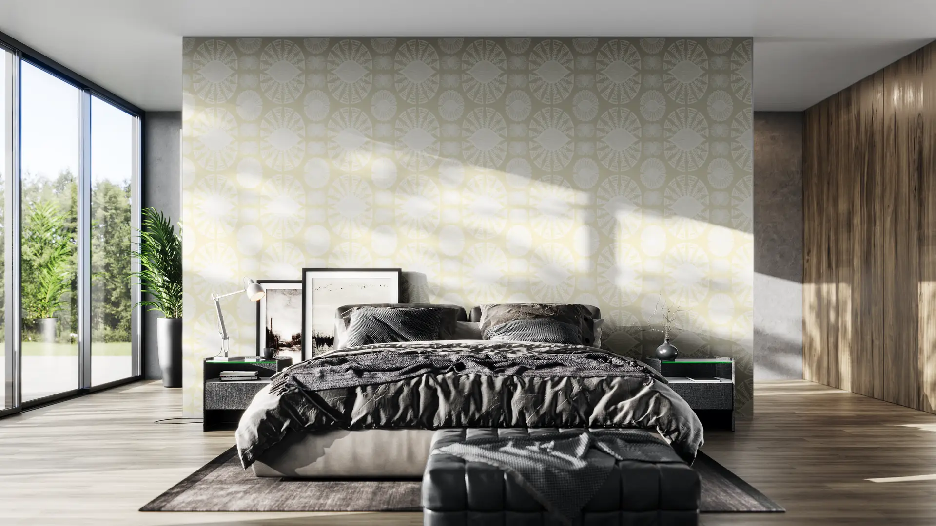 Flower Mosaic Dark Beige wallpaper  preview