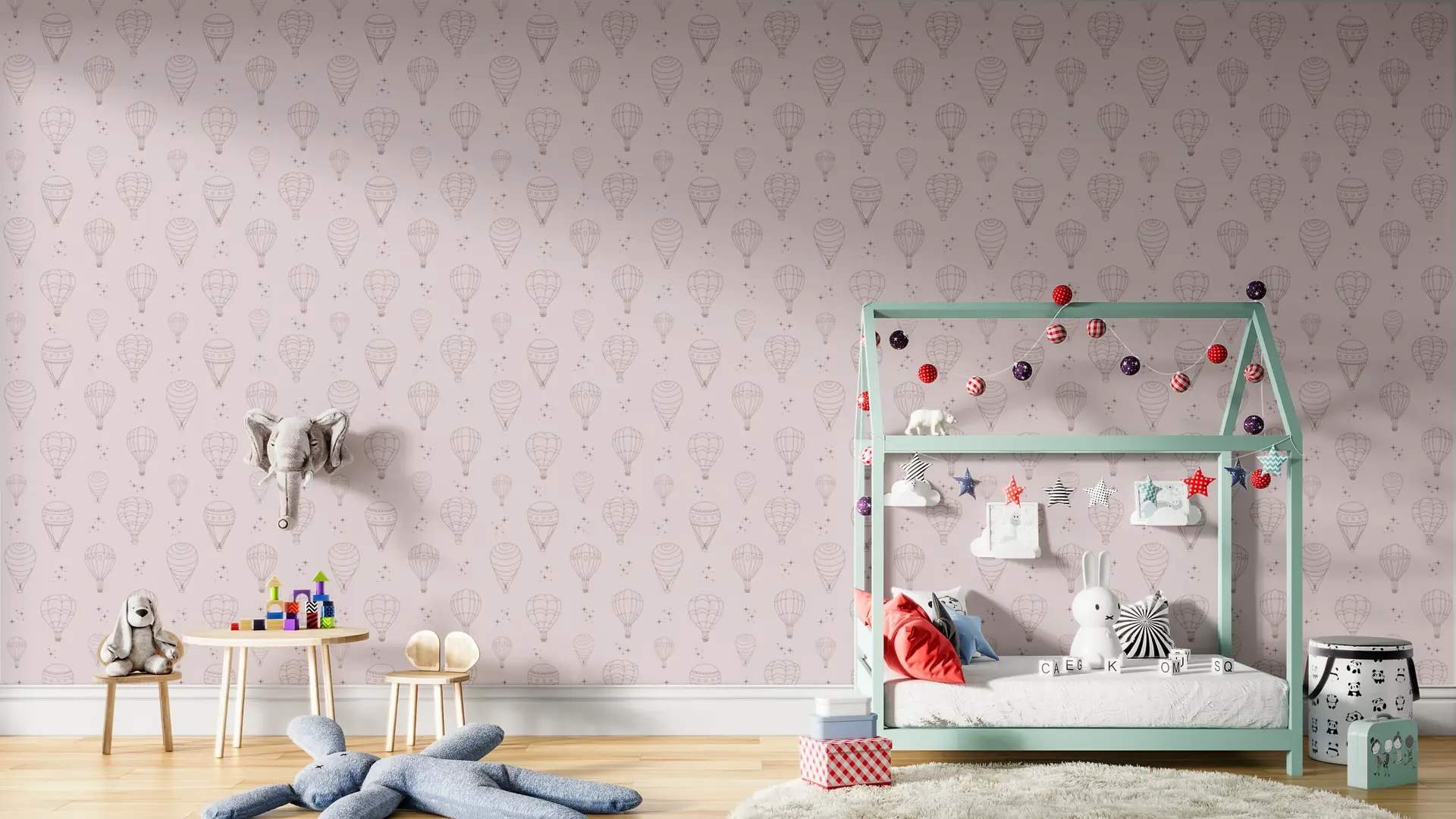 Minimalistic airballoons pink stars preview